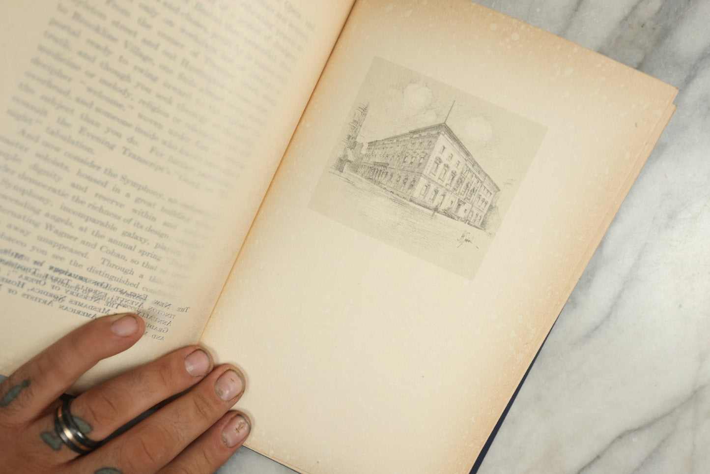 Lot 147 - "Random Notes Of Boston" Antique Illustrated Book By Henry P. Dowst, Drawings By John Albert Seaford, Published By H.B. Humphrey Company, Boston, 1913, Embossed Gilt Frame Design On Cover