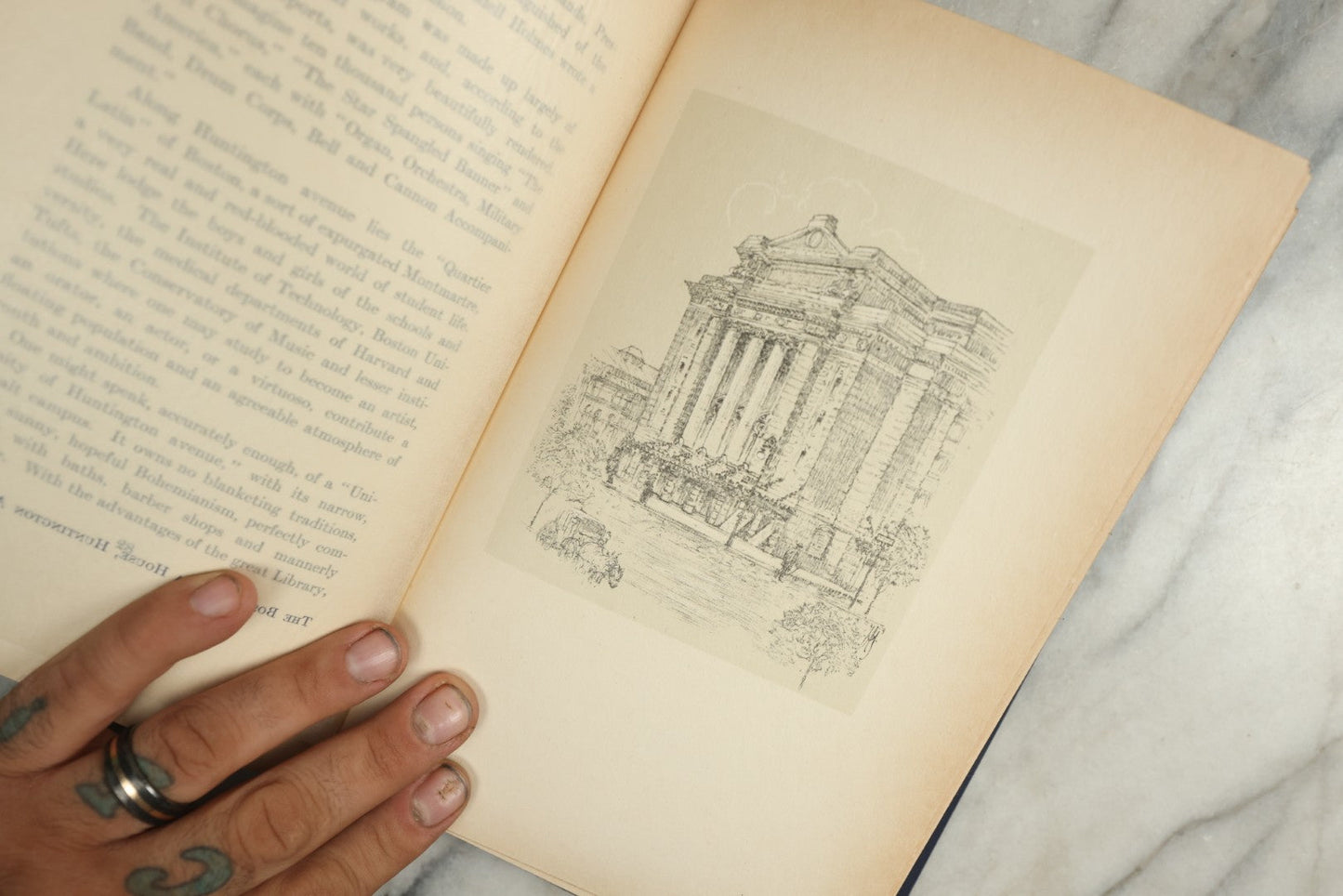Lot 147 - "Random Notes Of Boston" Antique Illustrated Book By Henry P. Dowst, Drawings By John Albert Seaford, Published By H.B. Humphrey Company, Boston, 1913, Embossed Gilt Frame Design On Cover