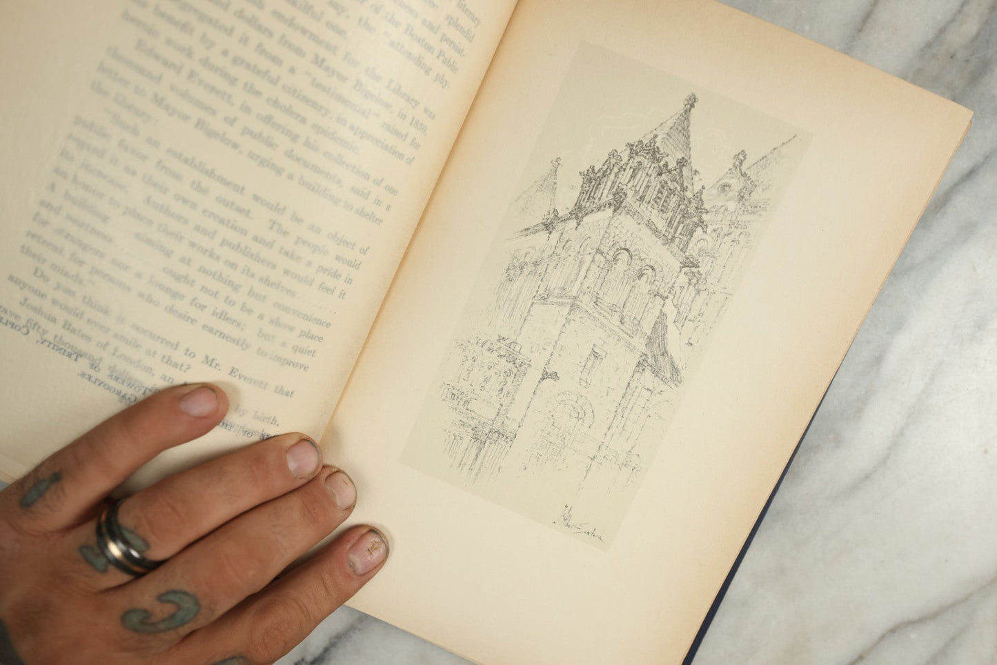 Lot 147 - "Random Notes Of Boston" Antique Illustrated Book By Henry P. Dowst, Drawings By John Albert Seaford, Published By H.B. Humphrey Company, Boston, 1913, Embossed Gilt Frame Design On Cover