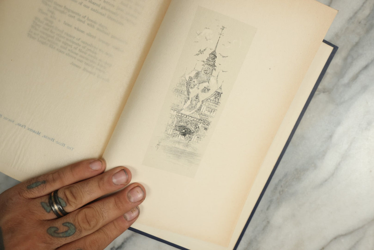 Lot 147 - "Random Notes Of Boston" Antique Illustrated Book By Henry P. Dowst, Drawings By John Albert Seaford, Published By H.B. Humphrey Company, Boston, 1913, Embossed Gilt Frame Design On Cover