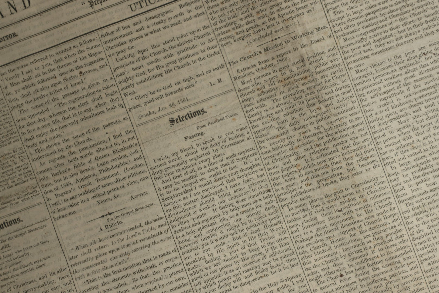 Lot 151 - Grouping Of Four Antique Newspapers “The Gospel Messenger And Church Record Of Western New York,” Utica, New York, January–February 1864