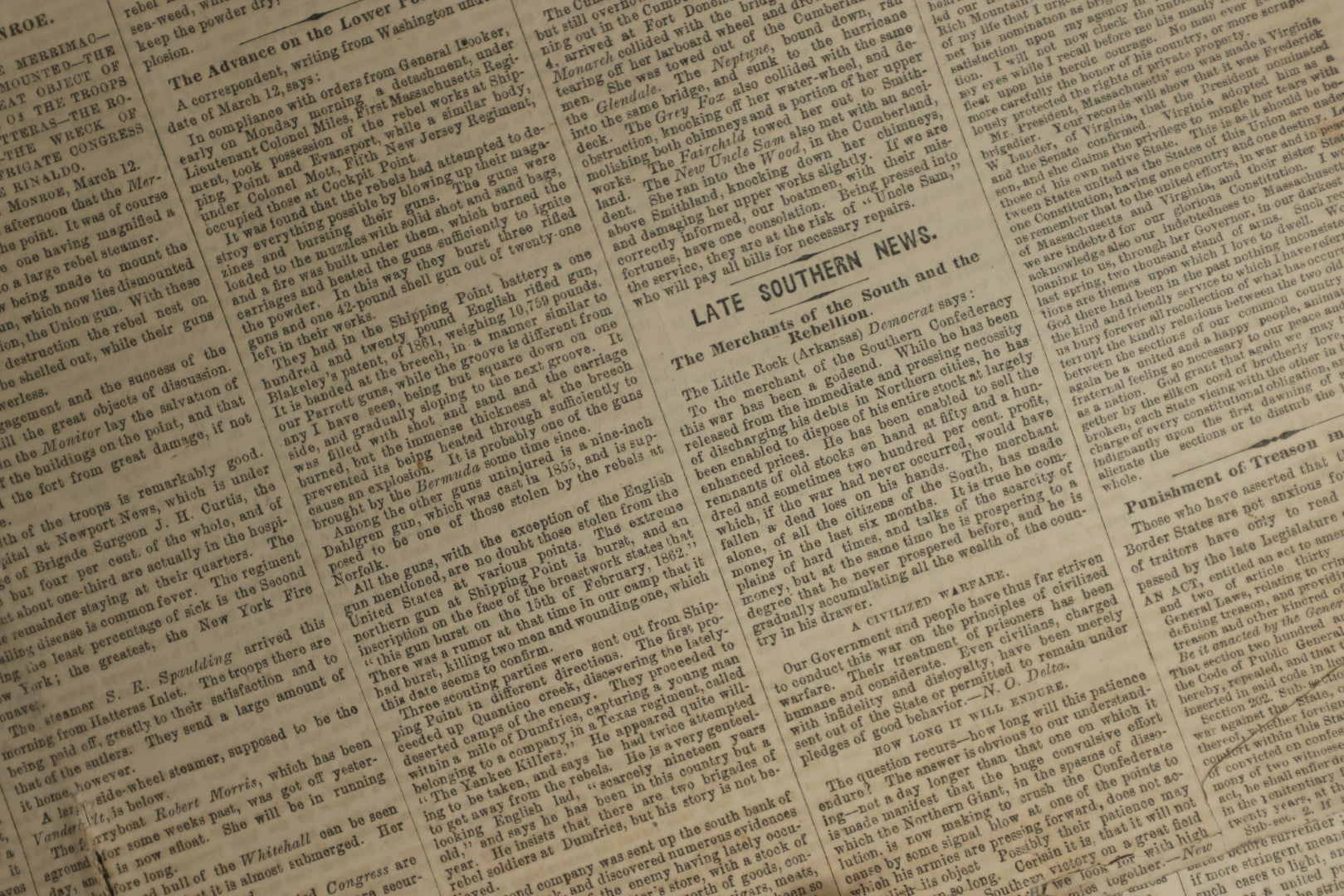 Lot 152 - Grouping Of Five Antique Civil War Era Newspapers “The Press,” Philadelphia, March 1862, With Reports On Rebel Retreat From Manassas, Occupation Of Winchester, Ironclad Steamers, General Burnside, And More