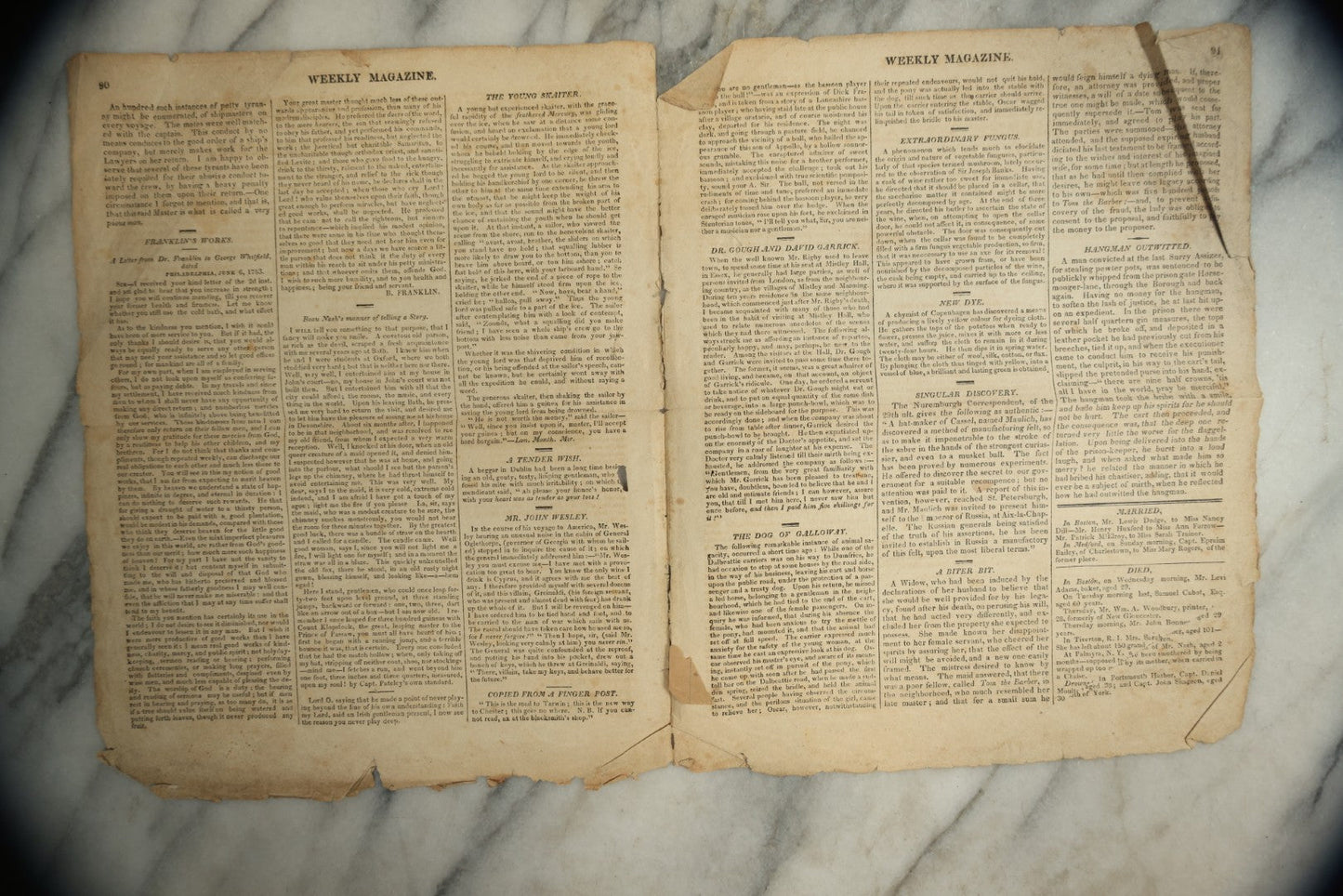 Lot 153 - Antique Newspaper “Boston Weekly Magazine And Ladies' Miscellany,” April 24, 1819, With Agricultural Engraving Of Ox And Butchering Diagram