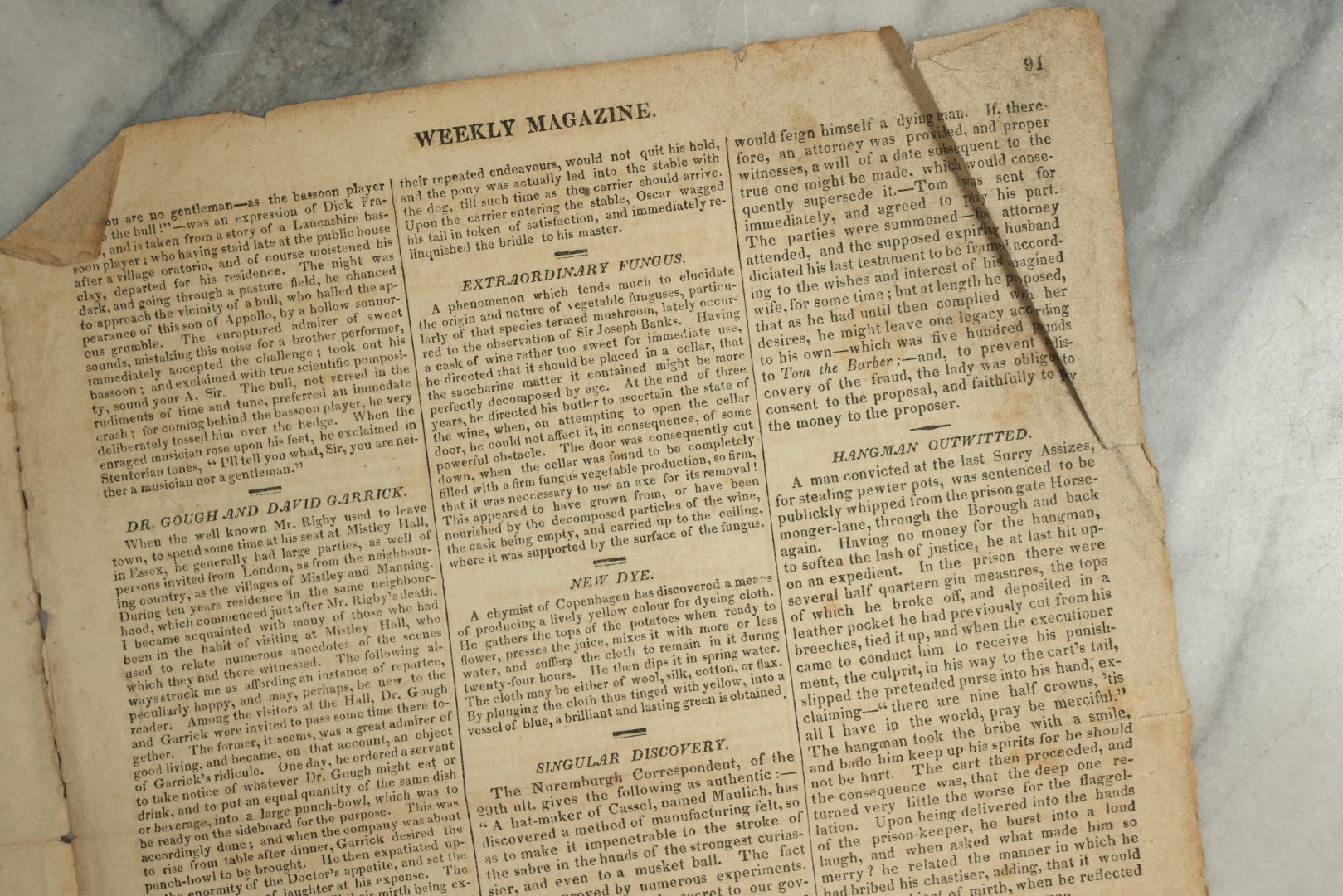 Lot 153 - Antique Newspaper “Boston Weekly Magazine And Ladies' Miscellany,” April 24, 1819, With Agricultural Engraving Of Ox And Butchering Diagram