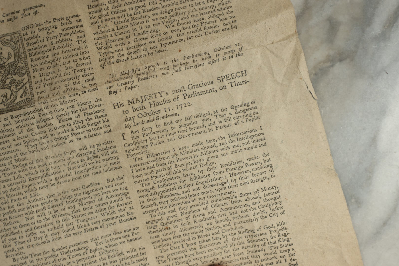 Lot 154 - Antique Facsimile Newspaper “The New-England Courant,” February 4–11, 1723, Printed September 17, 1856 On Benjamin Franklin's Press