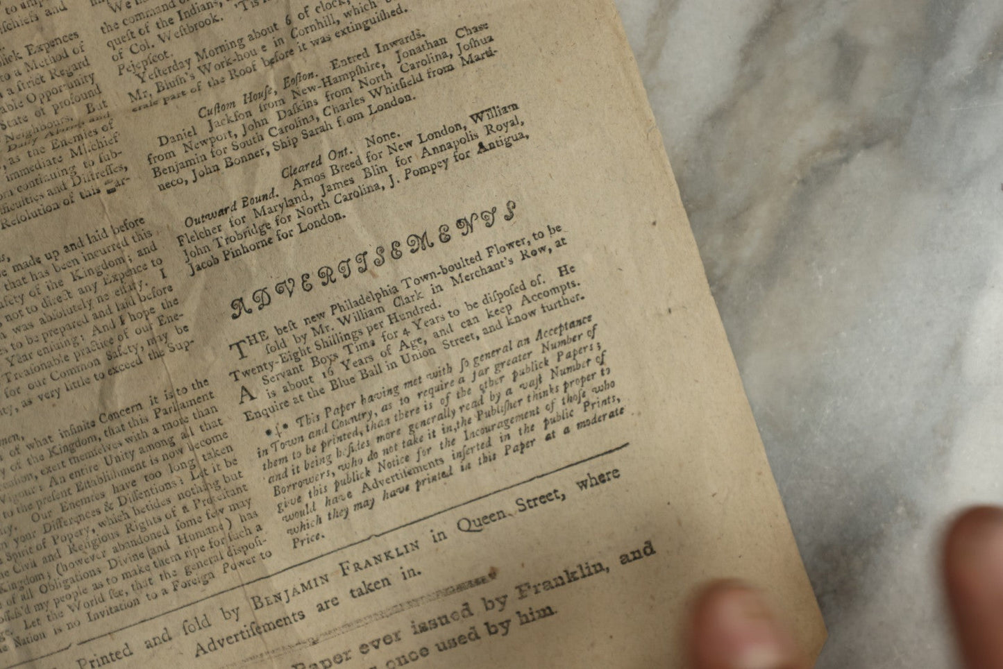 Lot 154 - Antique Facsimile Newspaper “The New-England Courant,” February 4–11, 1723, Printed September 17, 1856 On Benjamin Franklin's Press