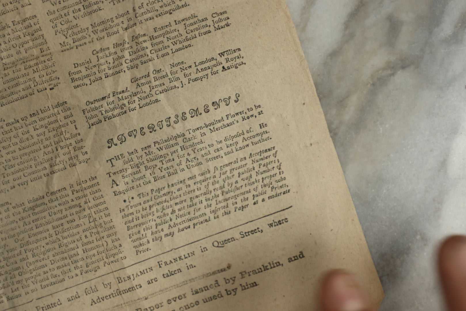 Lot 154 - Antique Facsimile Newspaper “The New-England Courant,” February 4–11, 1723, Printed September 17, 1856 On Benjamin Franklin's Press