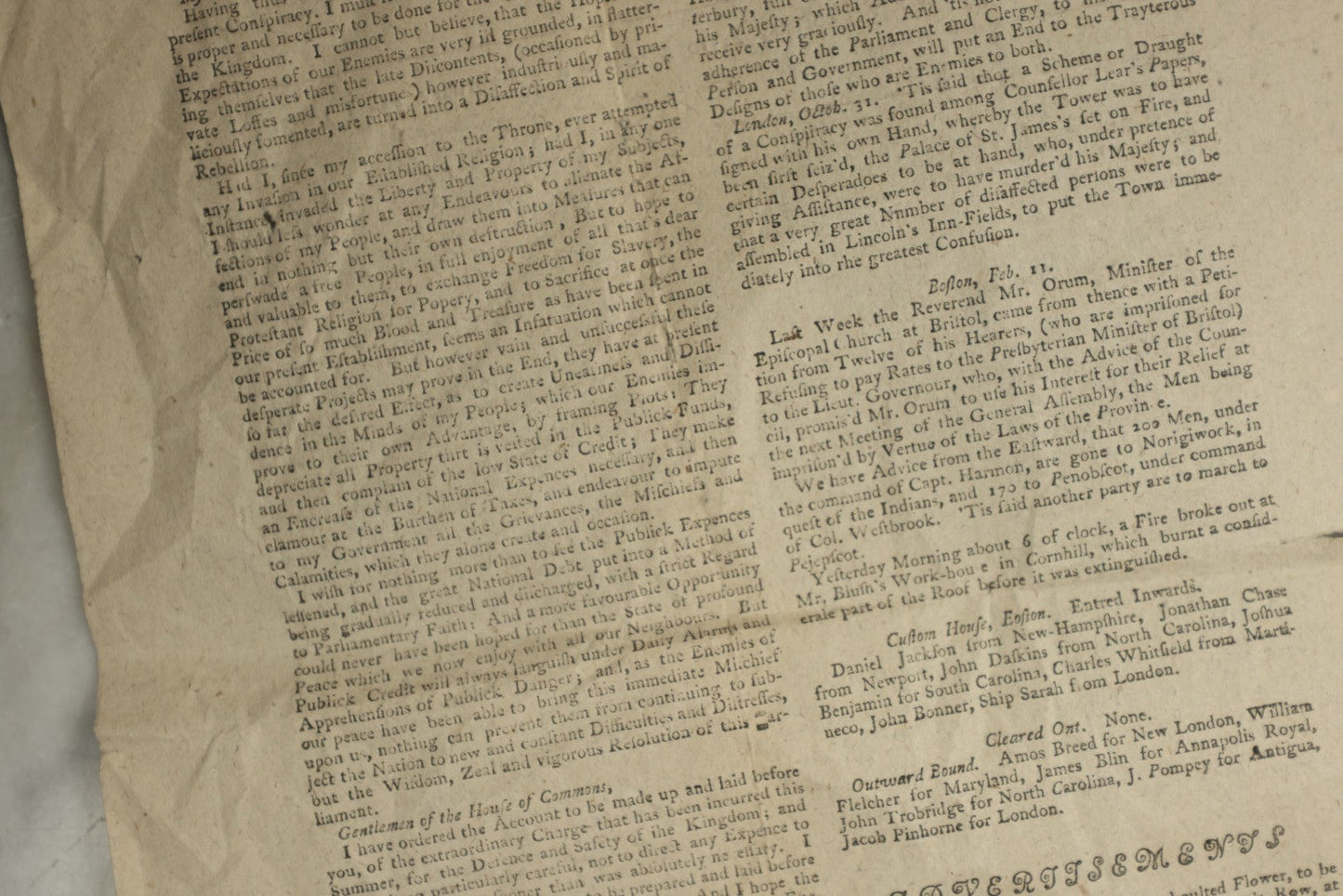 Lot 154 - Antique Facsimile Newspaper “The New-England Courant,” February 4–11, 1723, Printed September 17, 1856 On Benjamin Franklin's Press