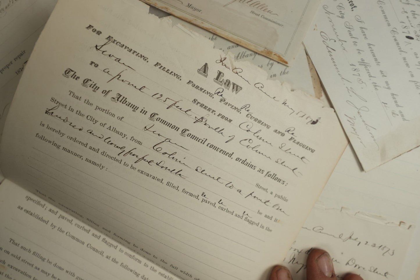 Lot 155 - Grouping Of 10+ Antique Documents Signed By Albany Mayor Edmund L. Judson (1874–1876)
