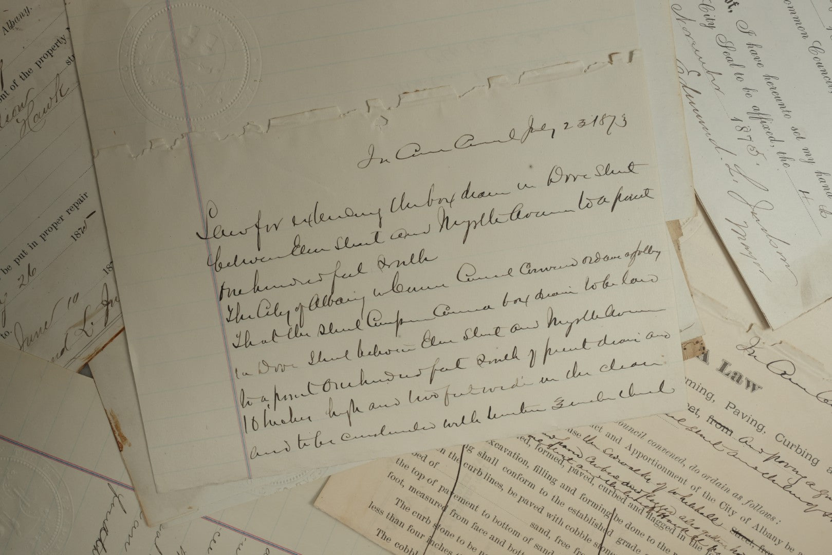 Lot 155 - Grouping Of 10+ Antique Documents Signed By Albany Mayor Edmund L. Judson (1874–1876)