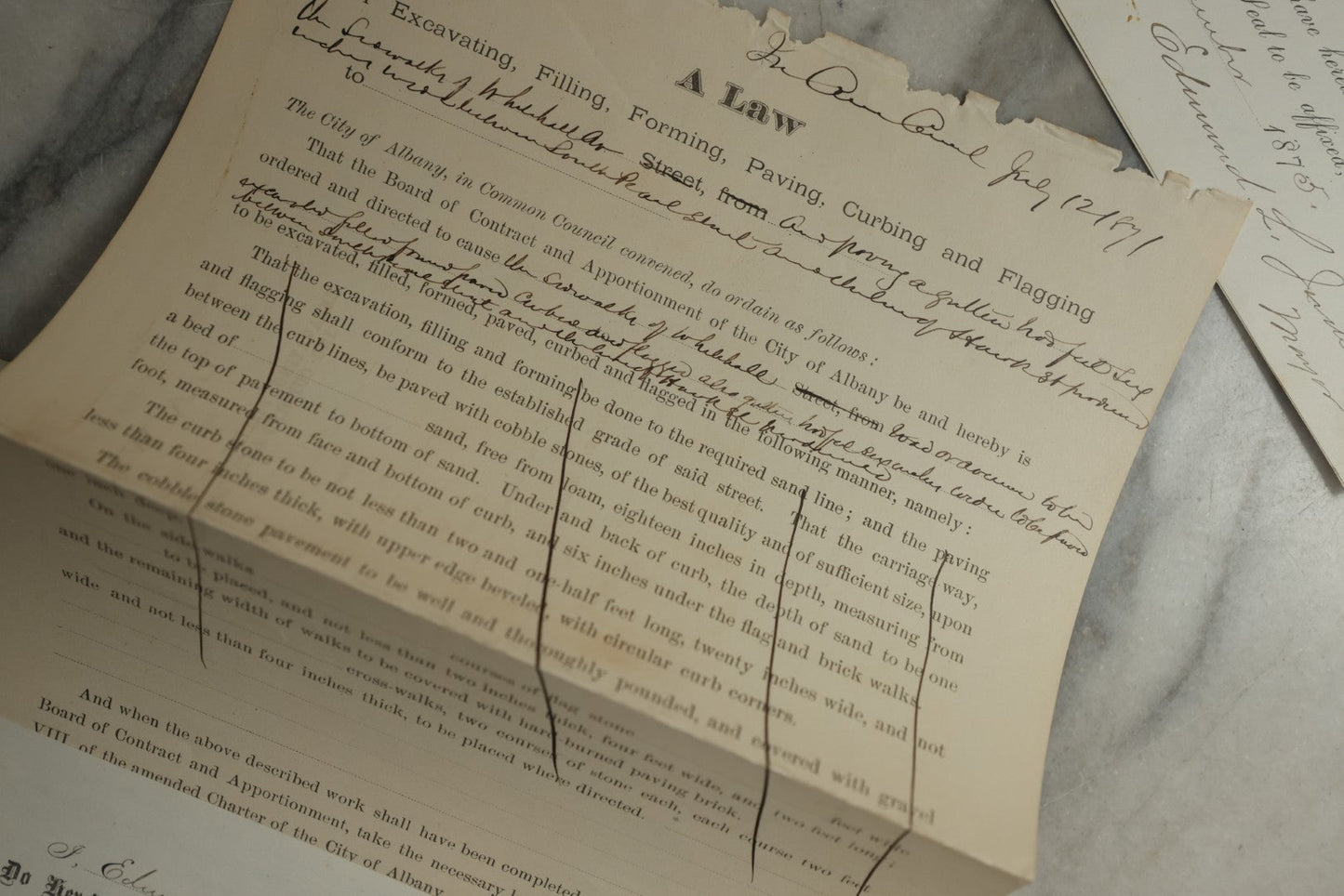 Lot 155 - Grouping Of 10+ Antique Documents Signed By Albany Mayor Edmund L. Judson (1874–1876)