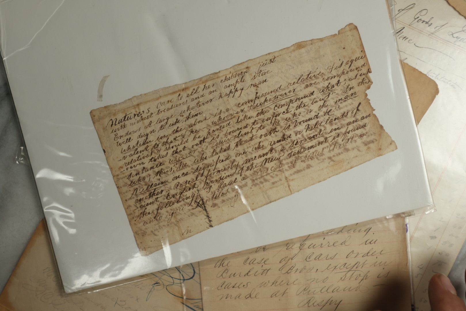 Lot 158 - Grouping Of Four Early Handwritten Items, Early To Mid-19th Century, Including Penmanship Sampler, Receipts, And Religious Writing