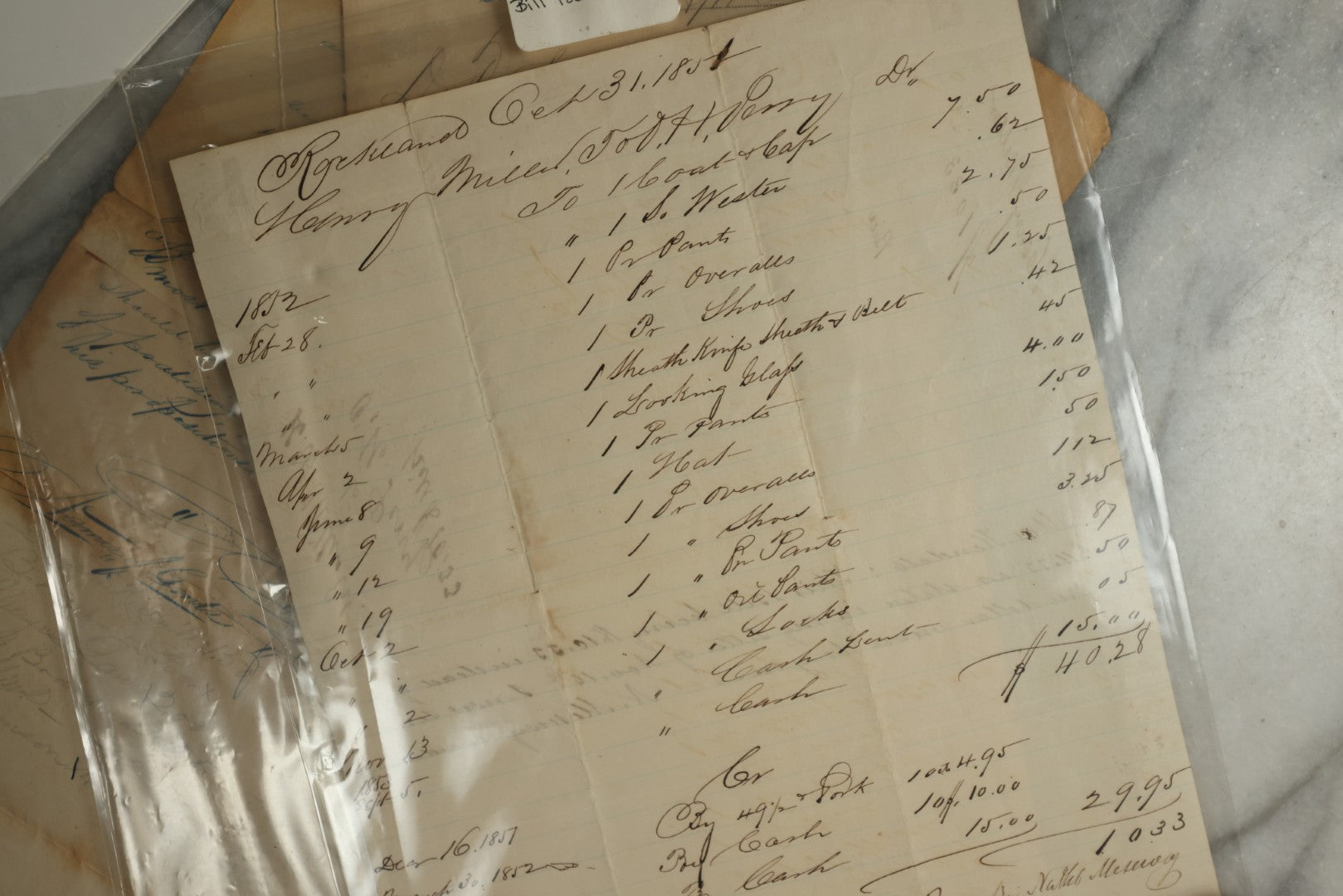 Lot 158 - Grouping Of Four Early Handwritten Items, Early To Mid-19th Century, Including Penmanship Sampler, Receipts, And Religious Writing