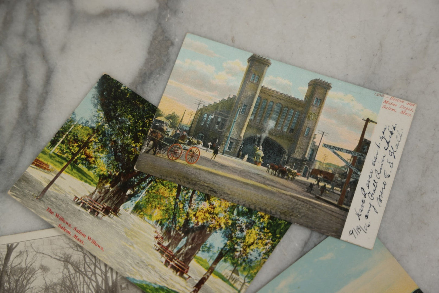 Lot 159 - Grouping Of 20 Vintage And Antique Salem, Massachusetts Postcards Including Old Witch House, Salem Willows, And Boston And Maine Train Depot