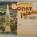 Lot 160 - Vintage  "Coney Island By Night" Souvenir Postcard Fold-Out Folder, Published By Manhattan Post Card Co., New York City,