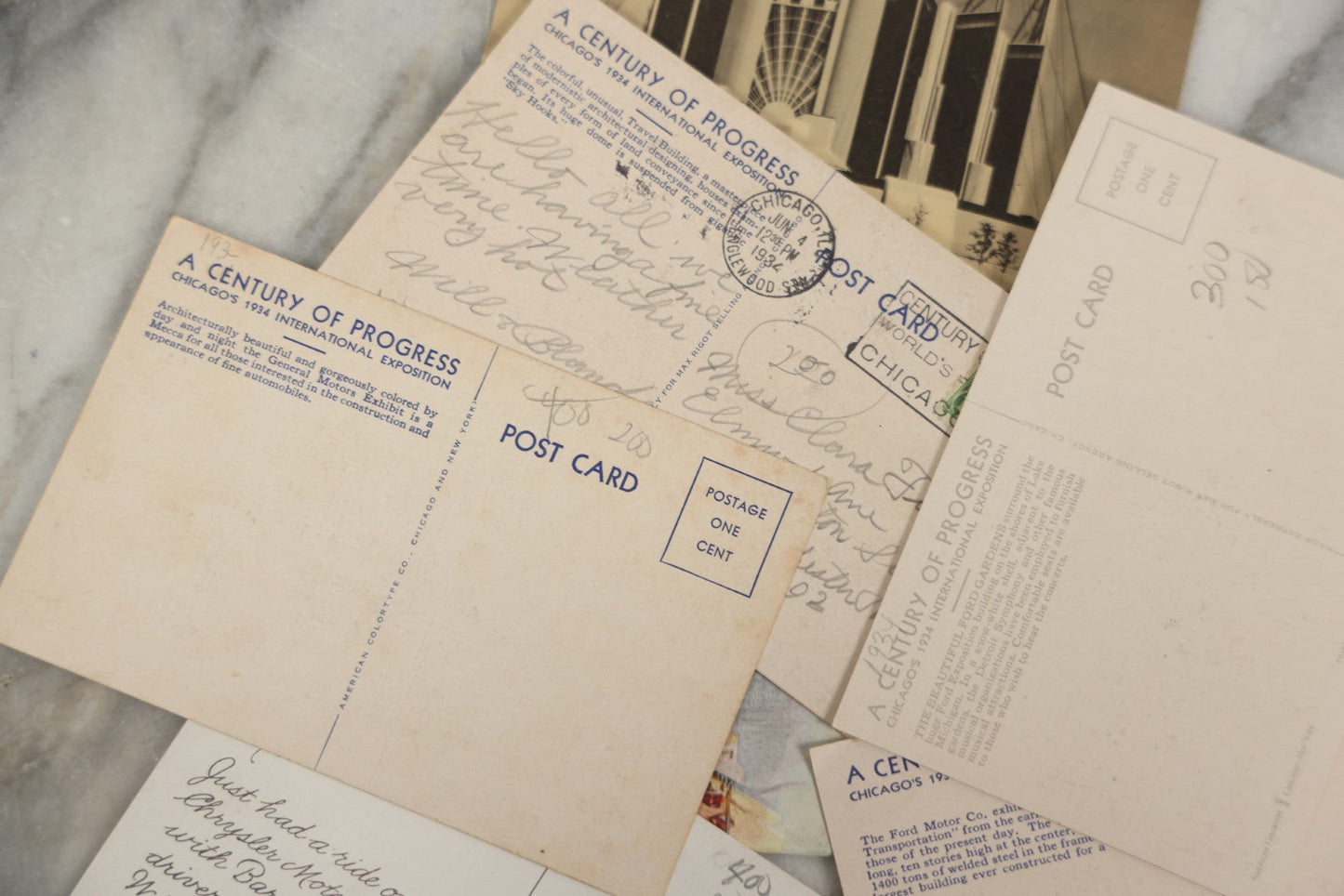 Lot 162 - Grouping Of Vintage Chicago Themed Postcards, Including Six Single Postcards And "Chicago Of Today" Souvenir Folder