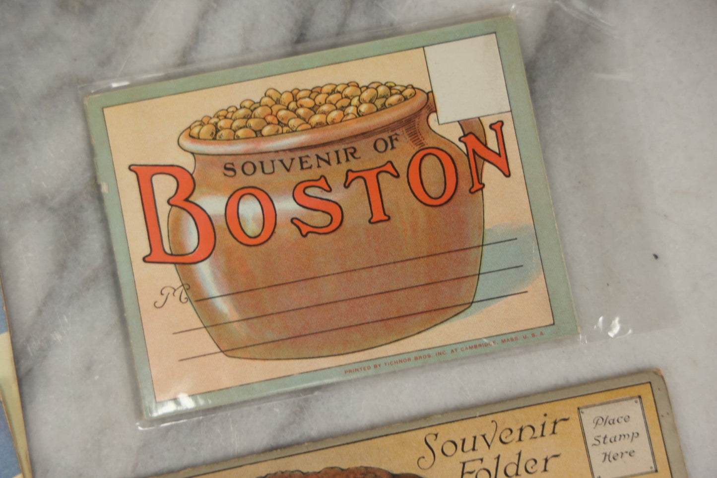 Lot 163 - Grouping Of Six Vintage Boston Themed Souvenir Folders, Including Small Souvenir Folder Featuring Boston Baked Beans And Four Of "Greetings From Boston" Folder