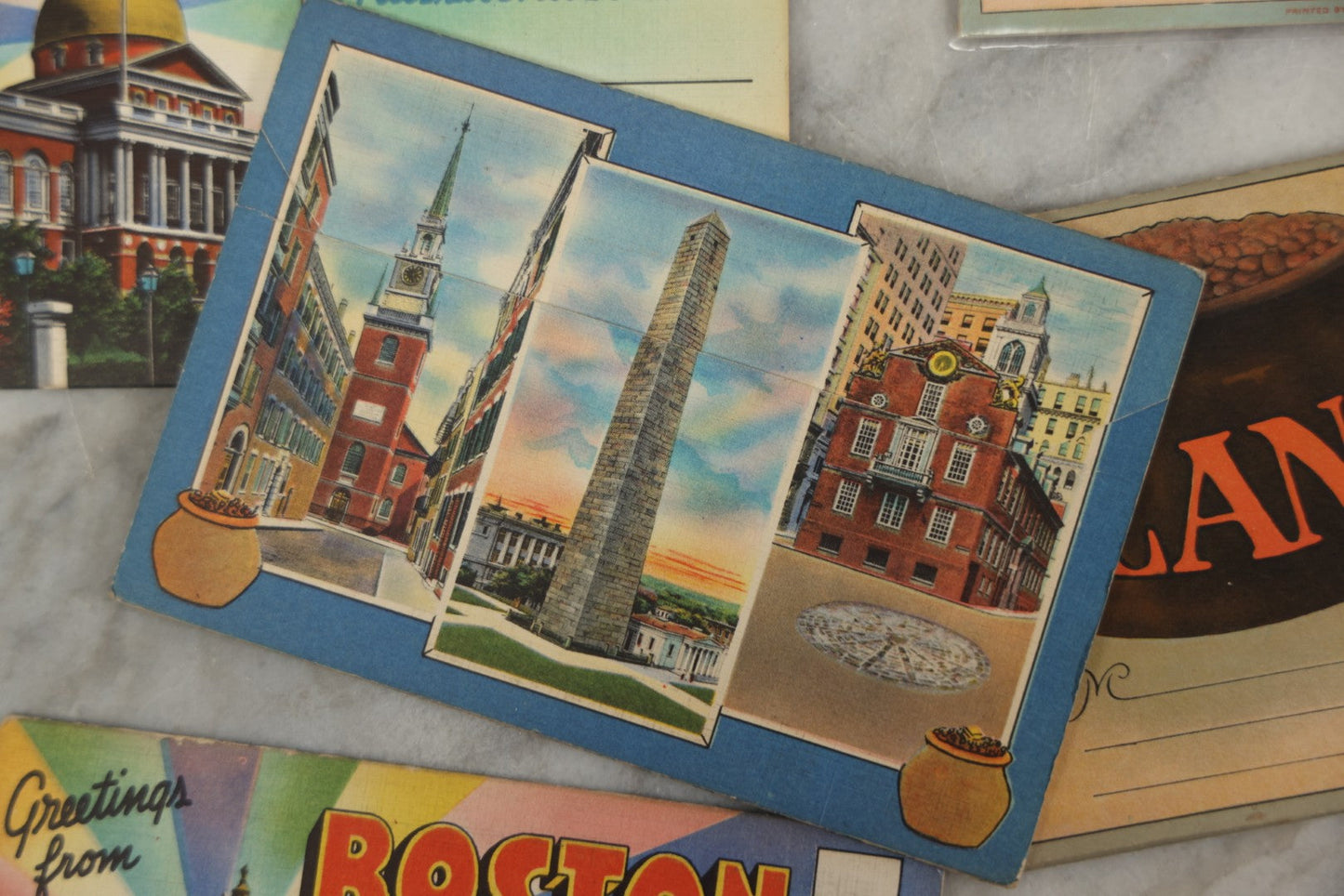 Lot 163 - Grouping Of Six Vintage Boston Themed Souvenir Folders, Including Small Souvenir Folder Featuring Boston Baked Beans And Four Of "Greetings From Boston" Folder