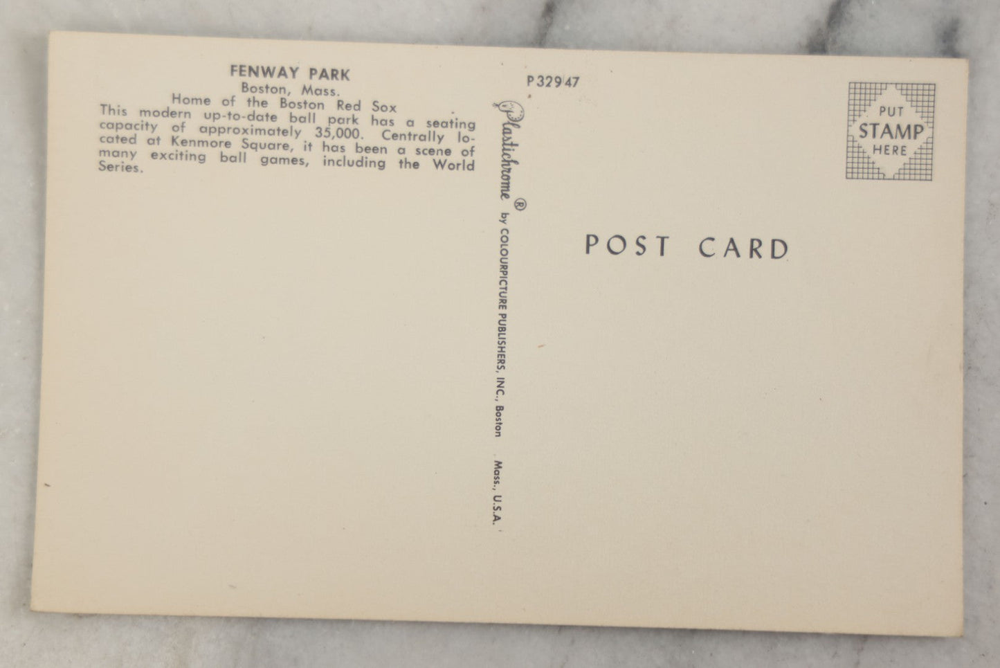 Lot 165 - Grouping Of 21 Vintage Plastichrome Fenway Park Postcards, Published By Colourpicture Publishers, Inc., Boston