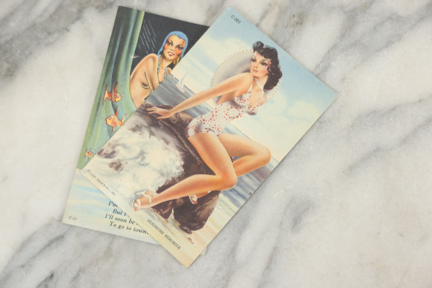 Lot 170 - Grouping Of Five Vintage Pin-Up Postcards Of Beautiful Women And Water, Four Published By Curt Teich & Co. Inc., Chicago