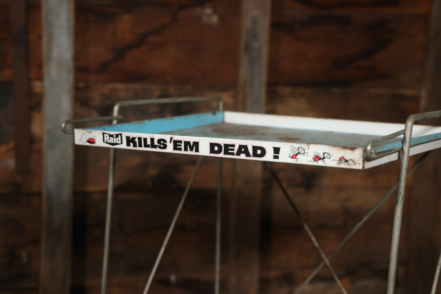Vintage Raid “Kills'Em Dead” Advertising Metal Store Display Shelf