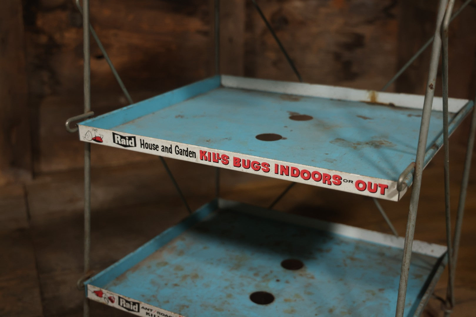 Vintage Raid “Kills'Em Dead” Advertising Metal Store Display Shelf