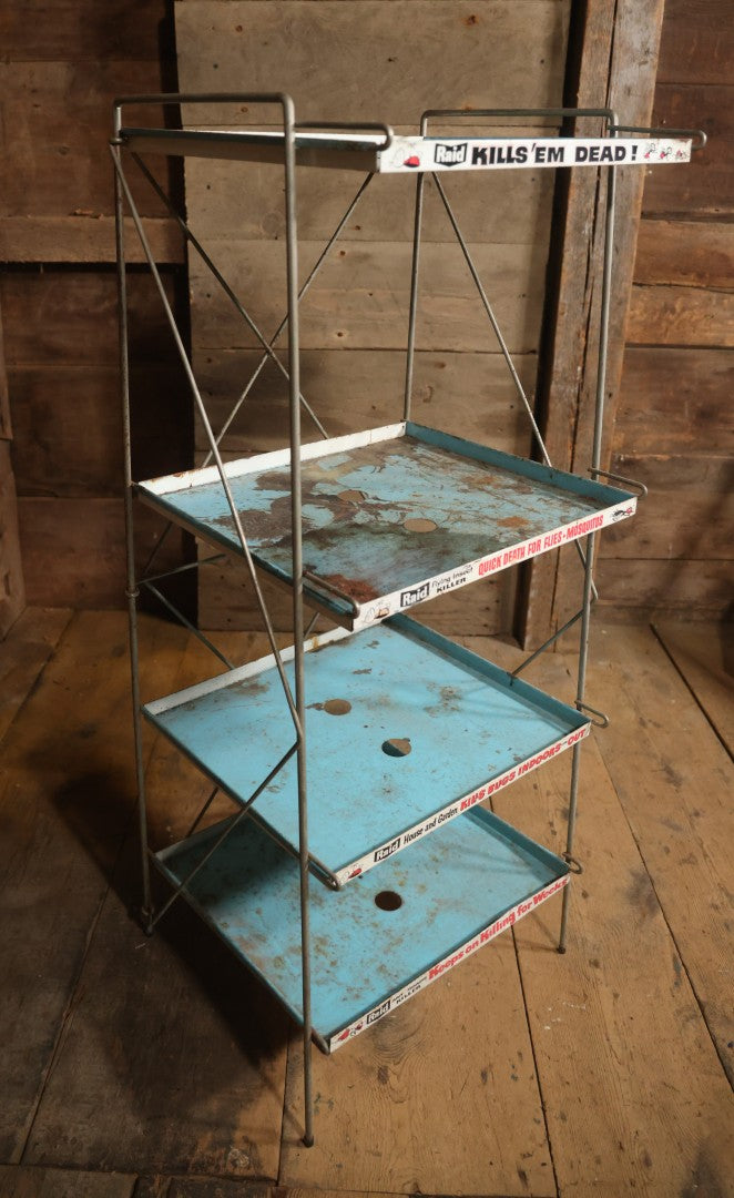 Vintage Raid “Kills'Em Dead” Advertising Metal Store Display Shelf
