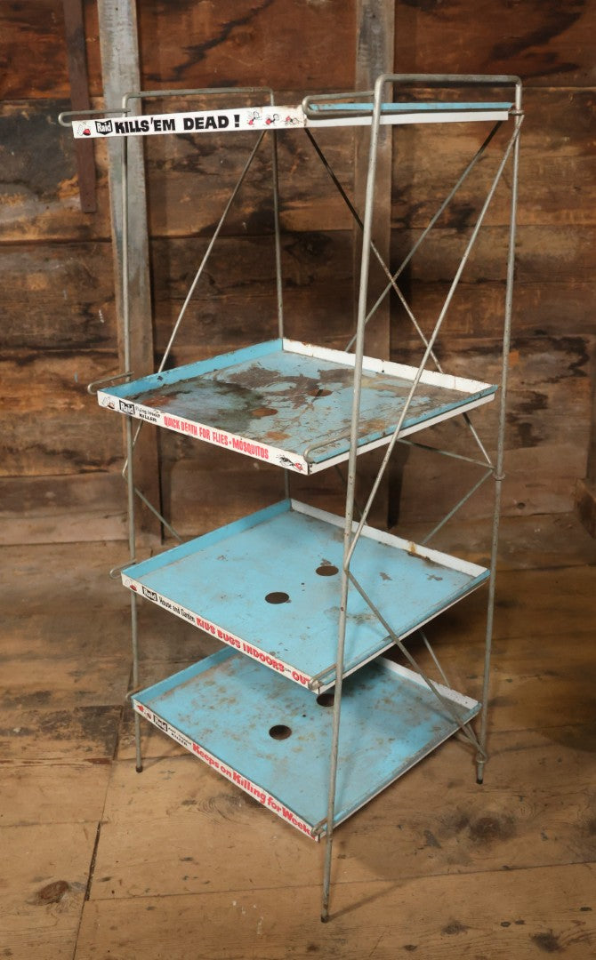 Vintage Raid “Kills'Em Dead” Advertising Metal Store Display Shelf