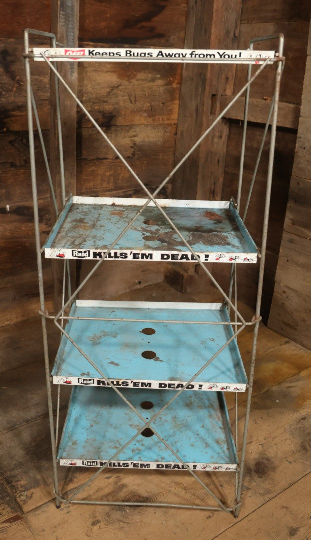 Vintage Raid “Kills'Em Dead” Advertising Metal Store Display Shelf