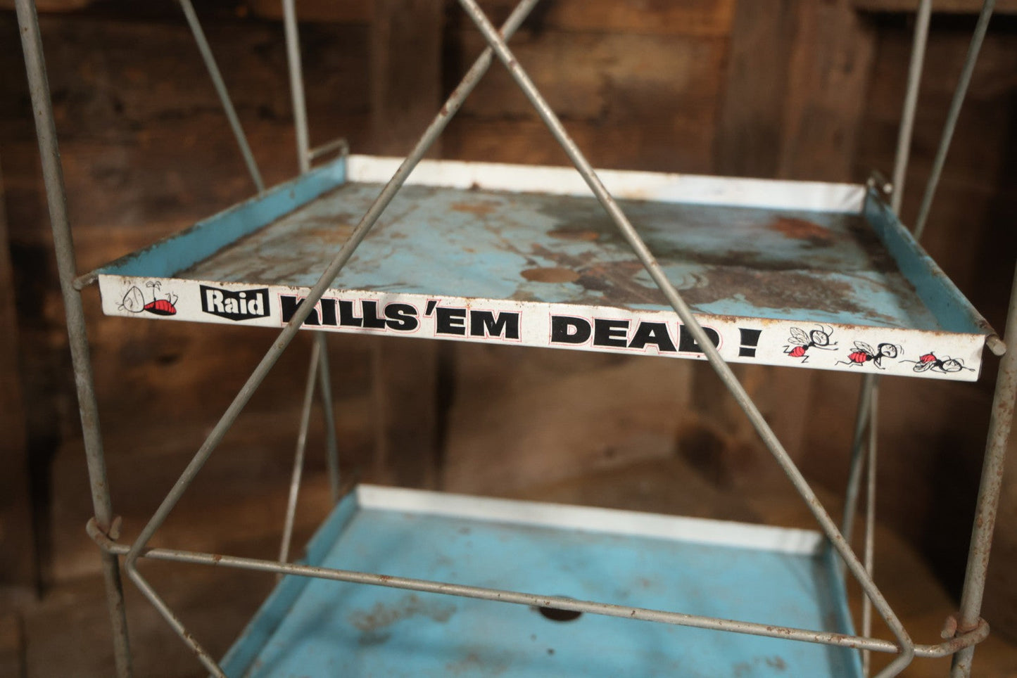 Vintage Raid “Kills'Em Dead” Advertising Metal Store Display Shelf