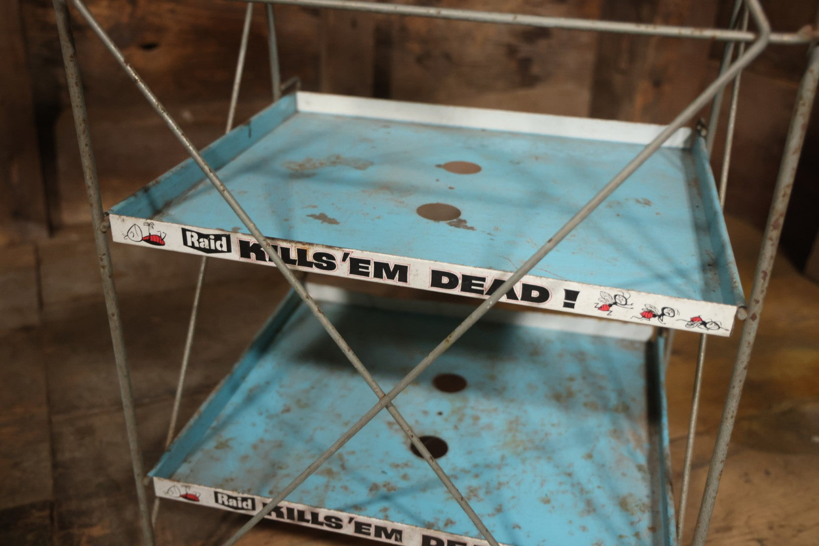 Vintage Raid “Kills'Em Dead” Advertising Metal Store Display Shelf