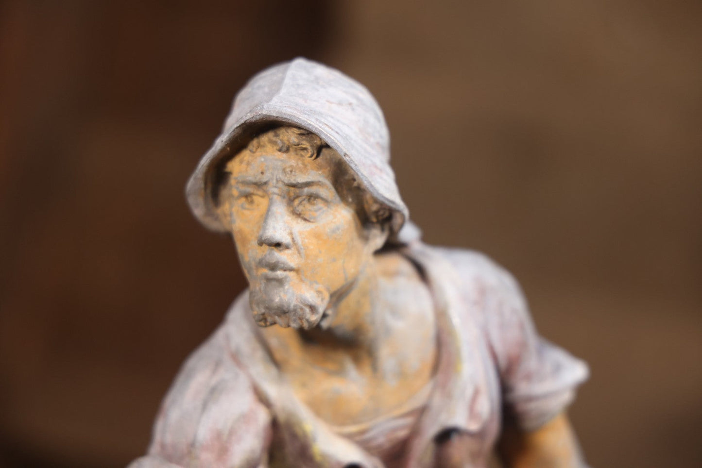 Antique Spelter Statue Of Ship Captain At Helm, After Xavier Raphanel (French, 1876–1957), 22-1/4" H