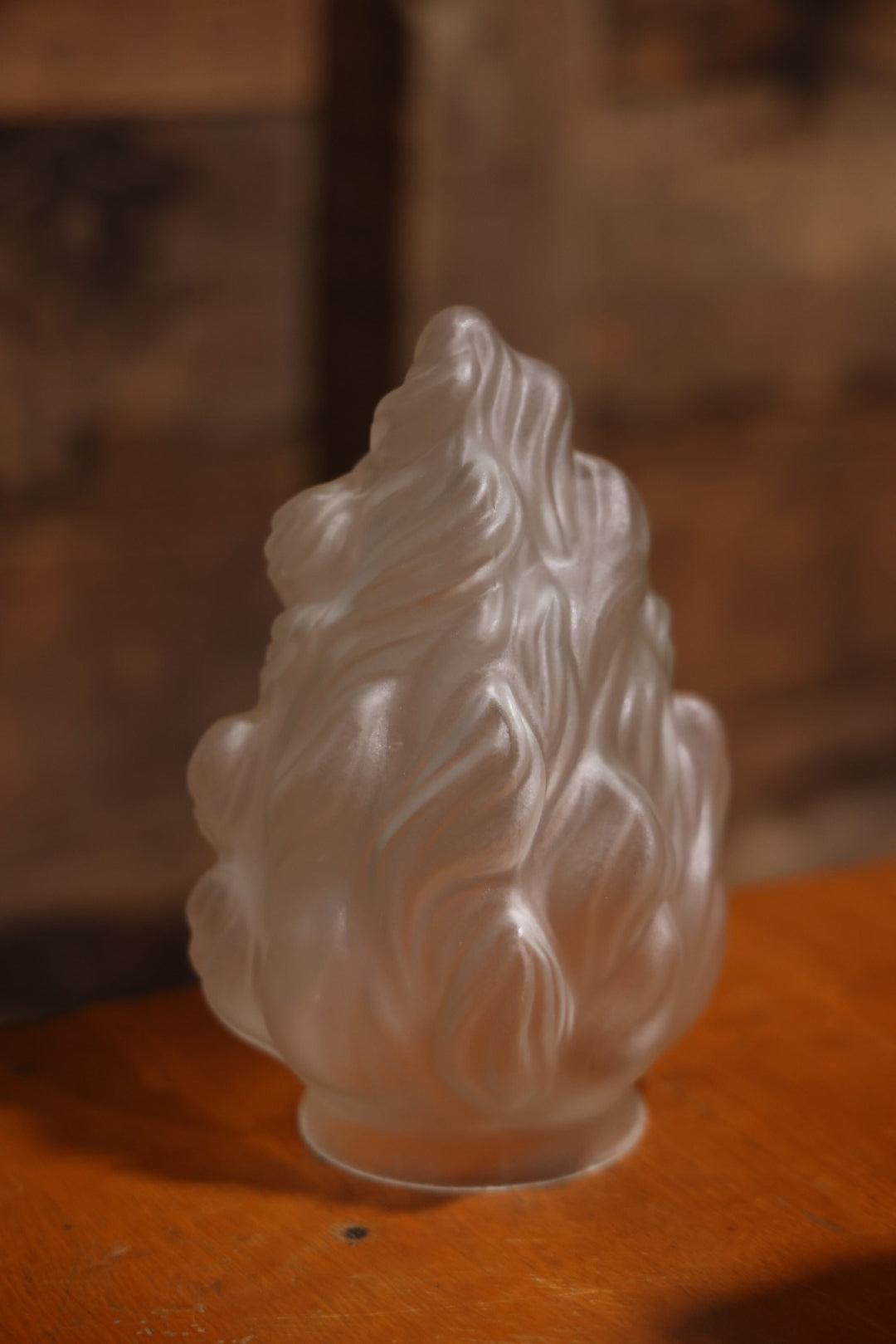 Set Of Four Vintage Frosted Glass Flame Form Lamp Shades, 7-1/2" H