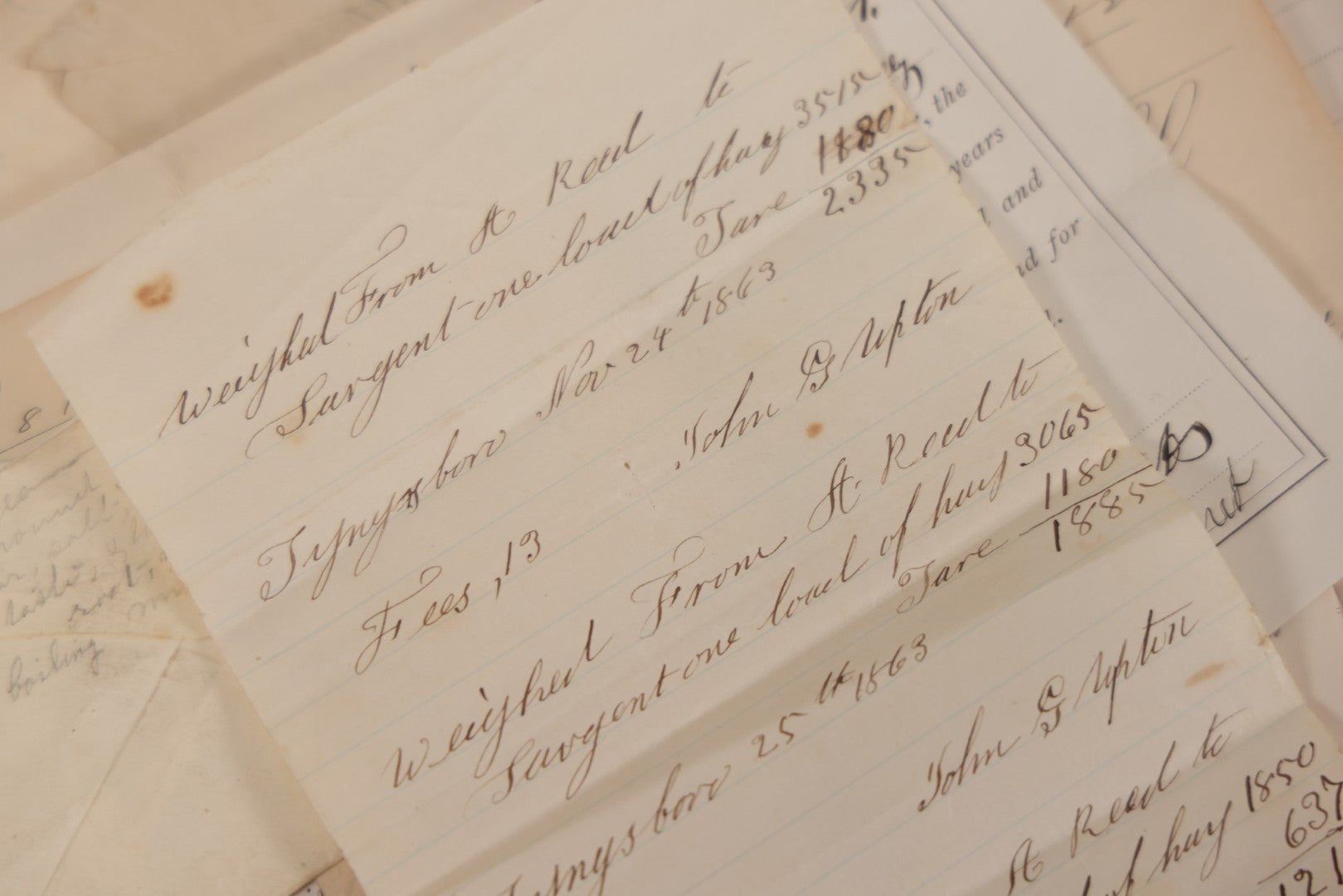 Lot 044 - Discovery Grouping Of 25+ Pieces Of Antique Handwritten & Printed Ephemera, Including Joseph Havey General Contractor Billhead, Quit Claim Document, 1933 Report Cards Of John Armstrong & H.E. Welcher & Co. Billhead For Ladies' Muslin Underwear