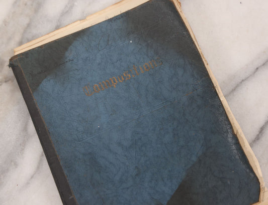 Lot 052 - Vintage Handwritten Composition Notebook Of Marshall Amos, Milltown, Maine, 1930s Containing Original Poems & Songs With Bizarre And Violent Themes, Plus Copied Writings From Shakespeare, Thomas Gray & Others