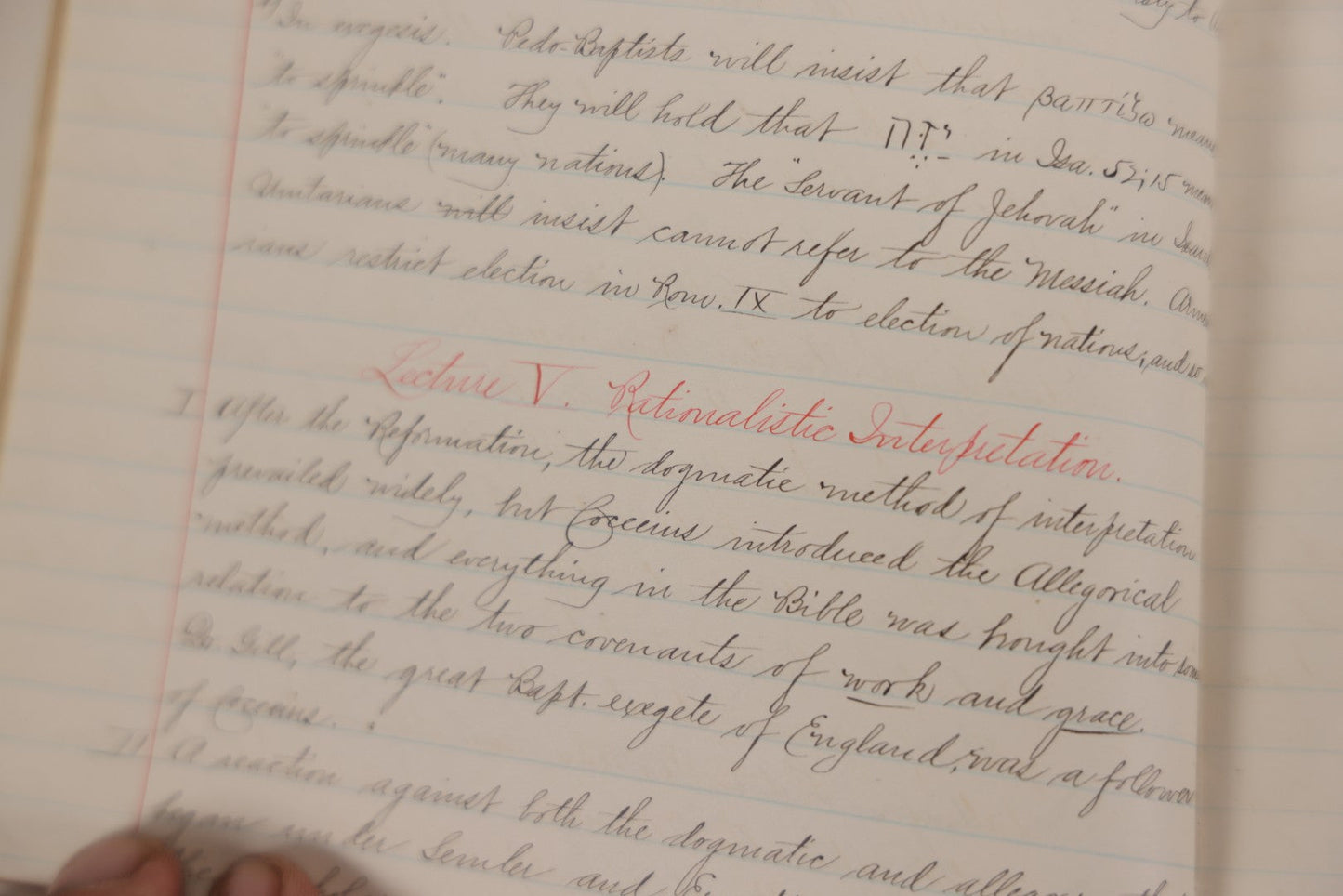 Lot 053 - Antique Student's Handwritten Notebook On Interpretations Of The Bible And Scripture, 1884, With Academic Writings On Religion, Spirituality & History, Including Allegorical, Grammatical-Historical, Dogmatic, Rationalistic & Mythical Lenses