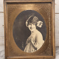 Lot 057 - Vintage Framed Black And White Pin-Up Photo Of Grinning Lady, Signed "Bert," In Modern Frame With Gold-Colored Mat, 11-1/8" x 13-1/8"
