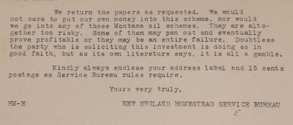 Springfield Ma Letter Lot 077 - Antique Typewritten Letter On New England Homestead Letterhe ...