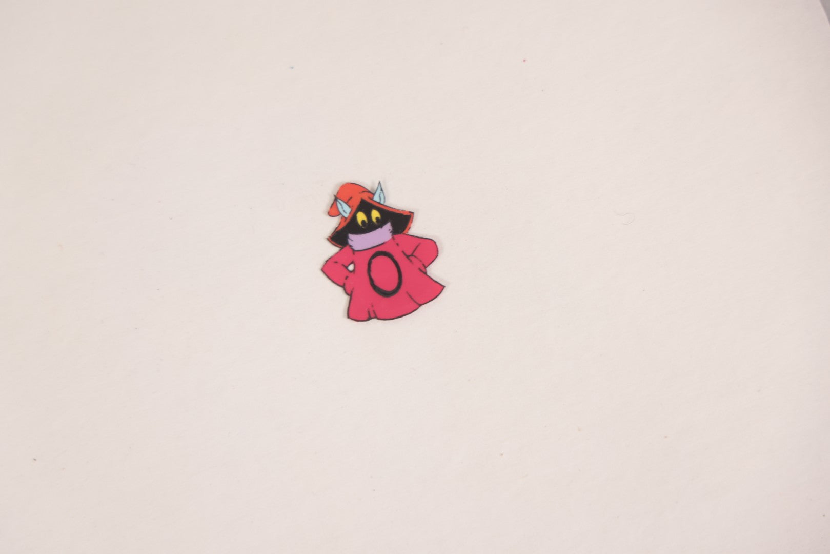 Lot 079 - Grouping Of Five Original Reverse-Painted Production Character Animation Cels On Celluloid From 1983 Cartoon "He-Man And The Masters Of The Universe," He-Man (2), Orko (2), And Teela (1)
