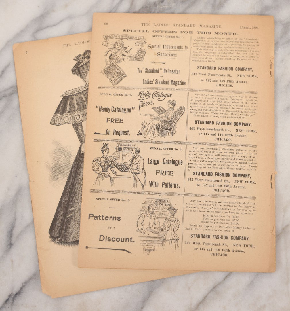 Lot 081 - "The Ladies Standard Magazine Devoted To Fashions And The Home" Antique Magazine, April 1895 Edition, Vol. XIII, Published By The Standard Fashion Co., New York, With Victorian Fashion Designs