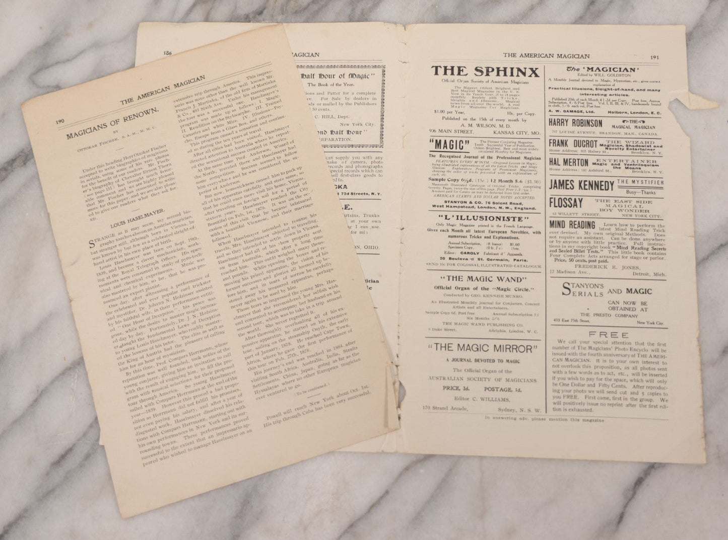Lot 082 - "The American Magician" Antique Magazine, September 1911, Edition, Vol. III, Published By Presto Company, New York City, Featuring The Metropolitan Organ Of The Brotherhood Of Magicians, Cover With The Grdinas