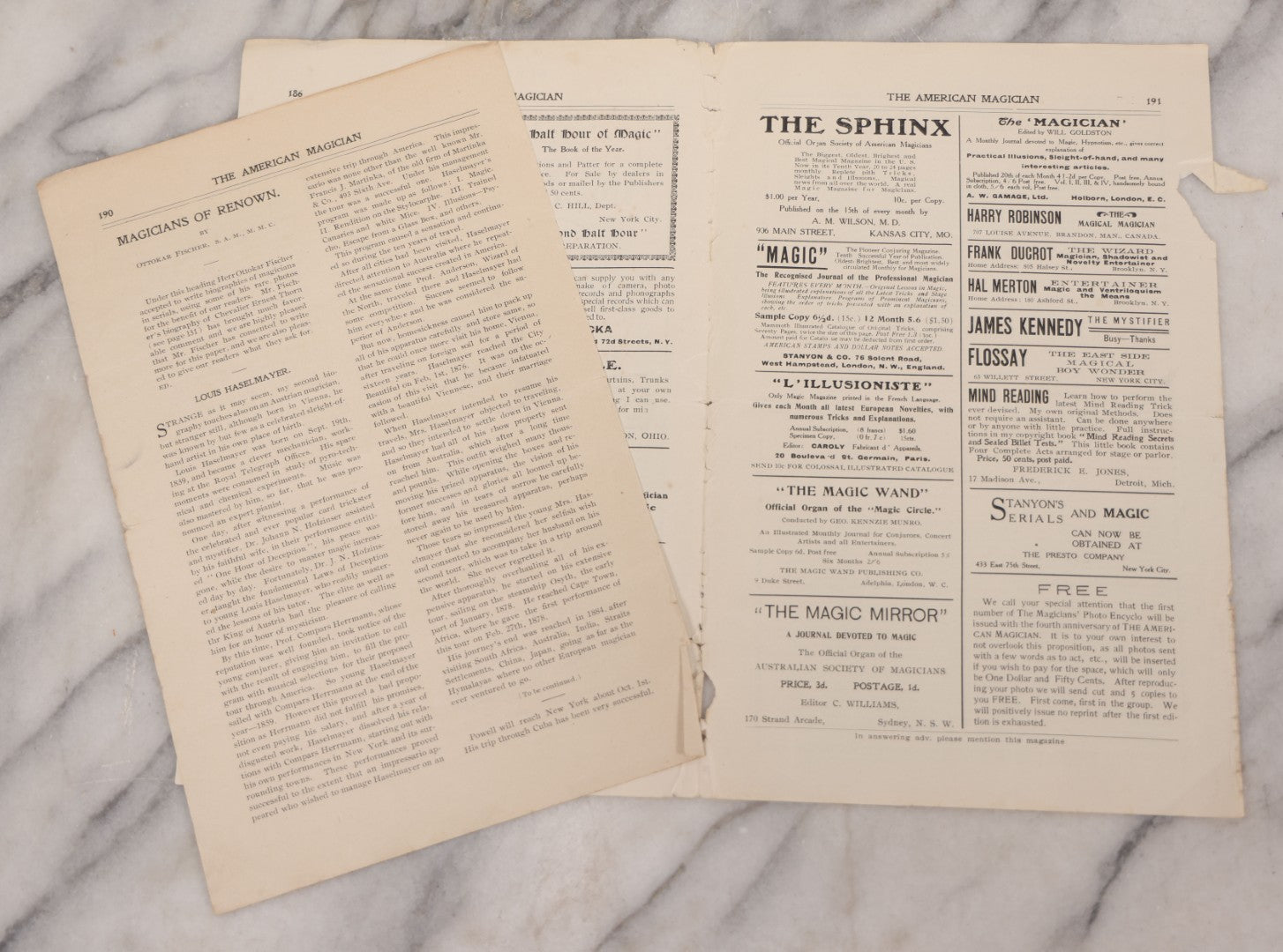 Lot 082 - "The American Magician" Antique Magazine, September 1911, Edition, Vol. III, Published By Presto Company, New York City, Featuring The Metropolitan Organ Of The Brotherhood Of Magicians, Cover With The Grdinas