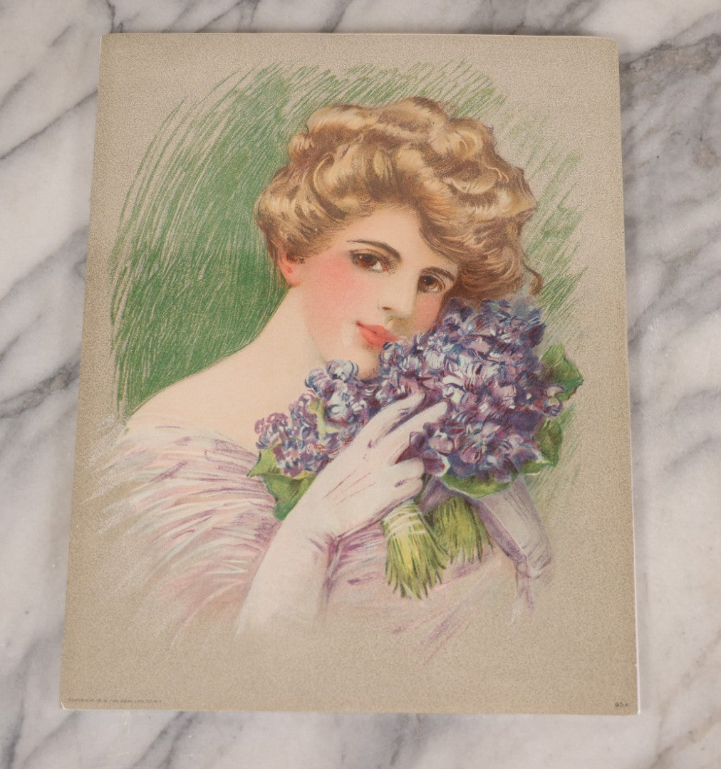 Lot 088 - Grouping Of Four Antique Color Lithographs Of Ladies In Period Fashion, 1900–1910, Illustrated By Maud Stumm, Published By The Gray Lith. Co., New York