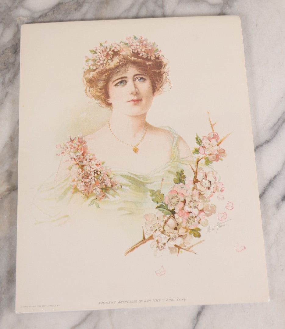 Lot 088 - Grouping Of Four Antique Color Lithographs Of Ladies In Period Fashion, 1900–1910, Illustrated By Maud Stumm, Published By The Gray Lith. Co., New York