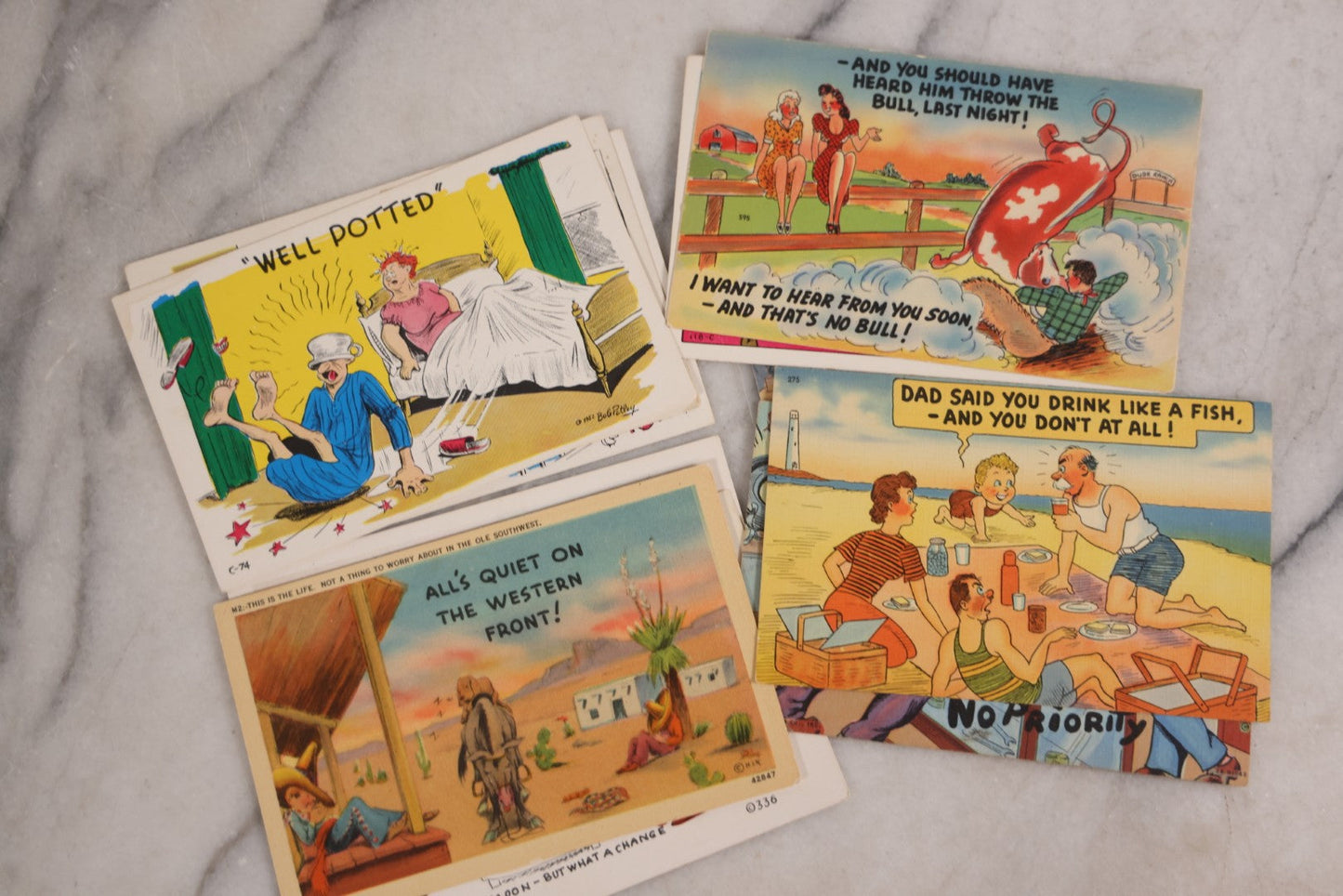 Lot 091 - Grouping Of Twenty Vintage Comic Illustrated Postcards
