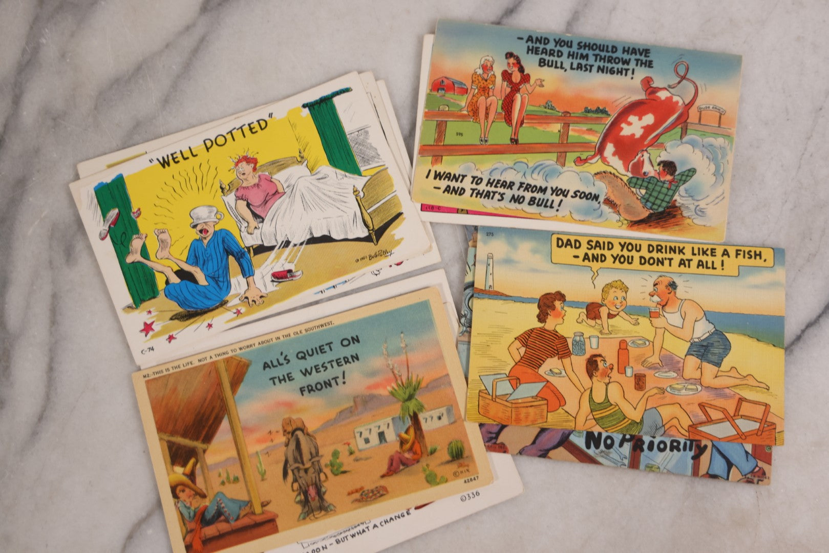 Lot 091 - Grouping Of Twenty Vintage Comic Illustrated Postcards