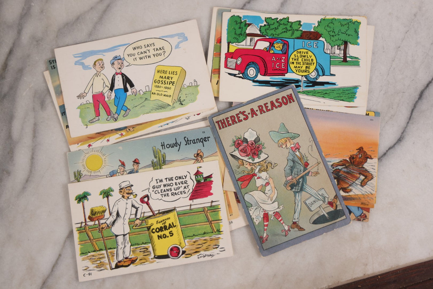 Lot 091 - Grouping Of Twenty Vintage Comic Illustrated Postcards