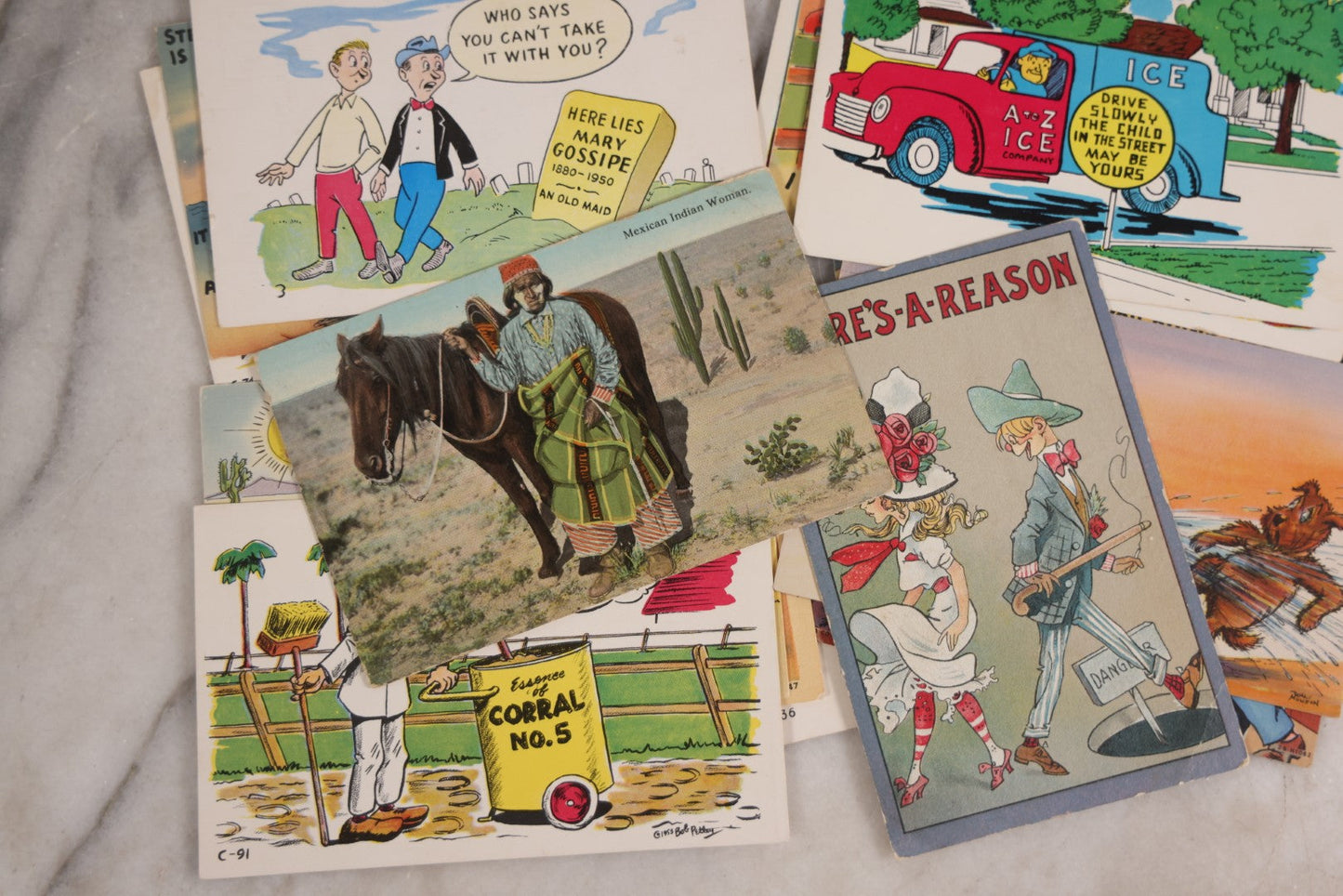 Lot 091 - Grouping Of Twenty Vintage Comic Illustrated Postcards