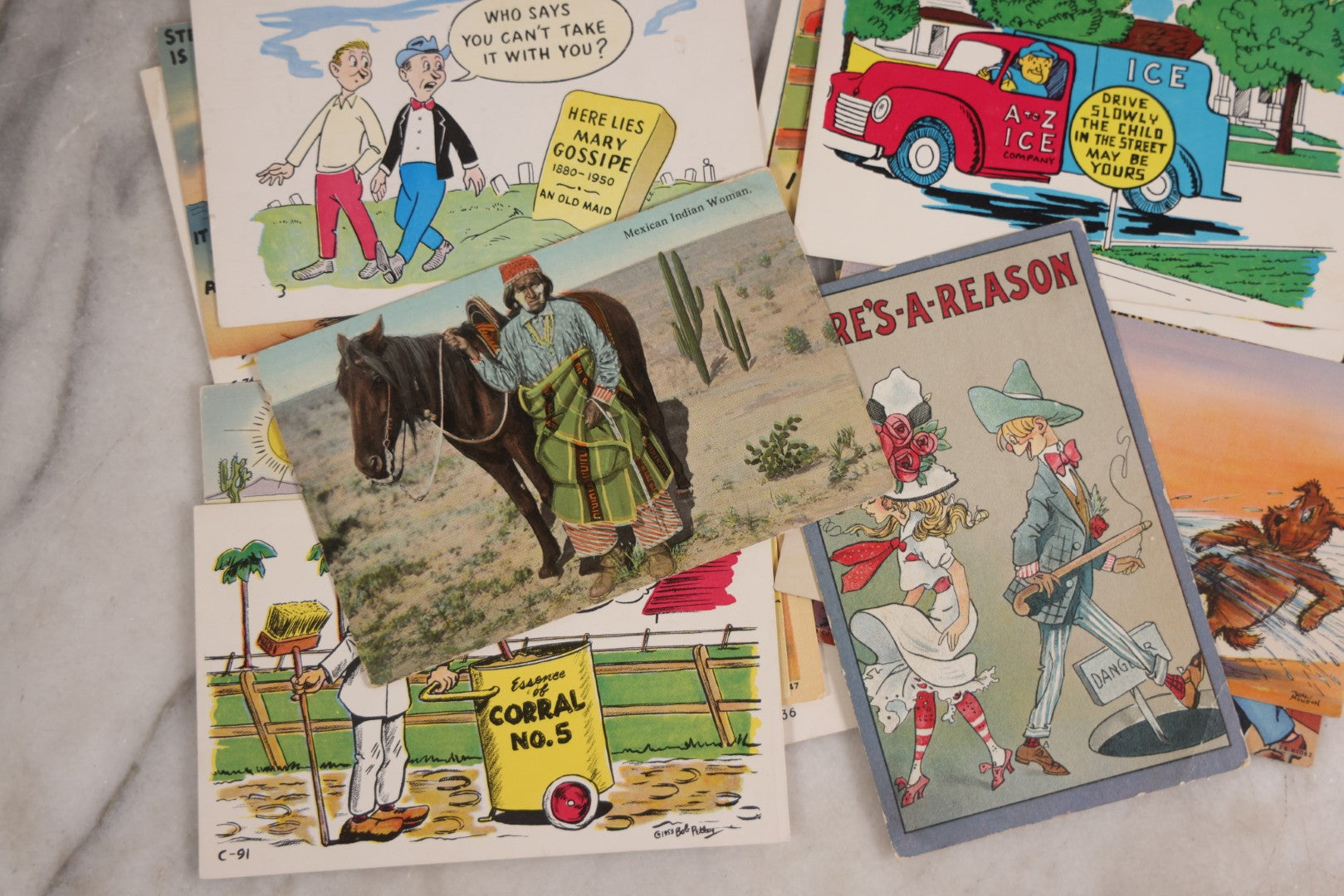 Lot 091 - Grouping Of Twenty Vintage Comic Illustrated Postcards