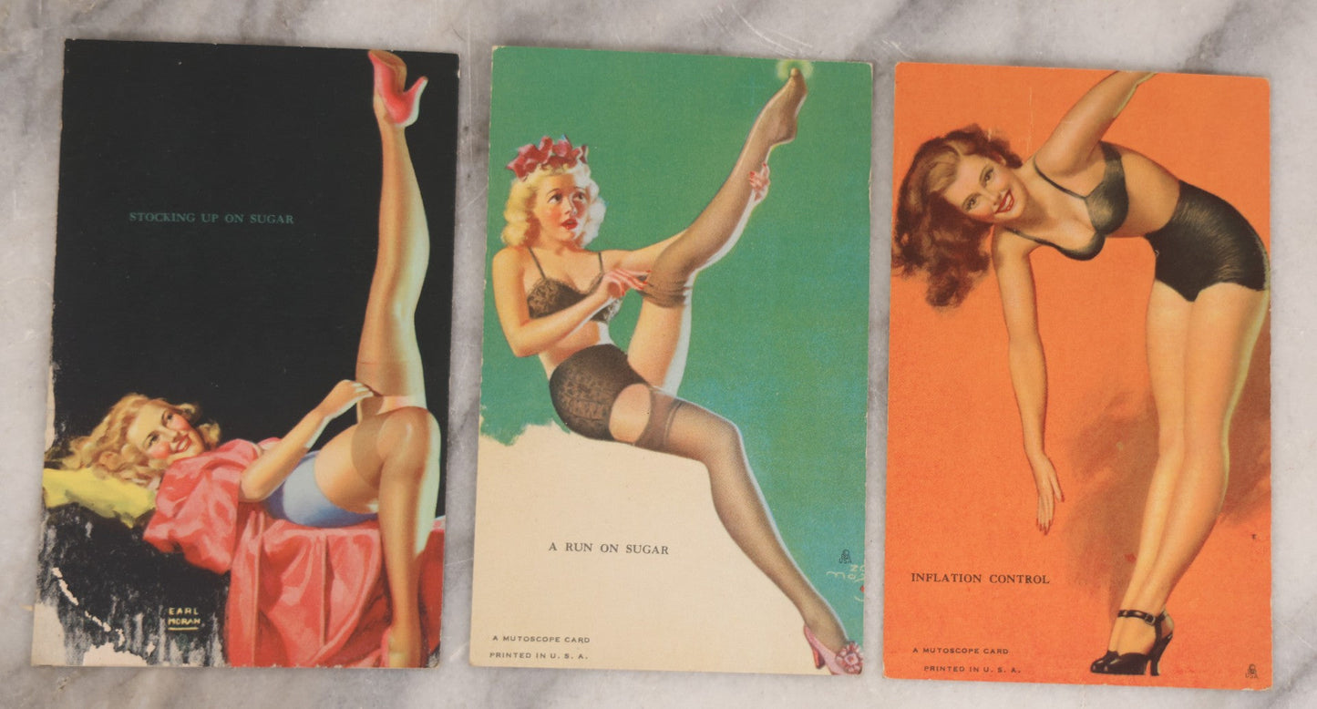 Lot 092 - Group Of Eight Vintage Pin-Up Arcade Cards, "A Mutoscope Card," Printed In U.S.A.